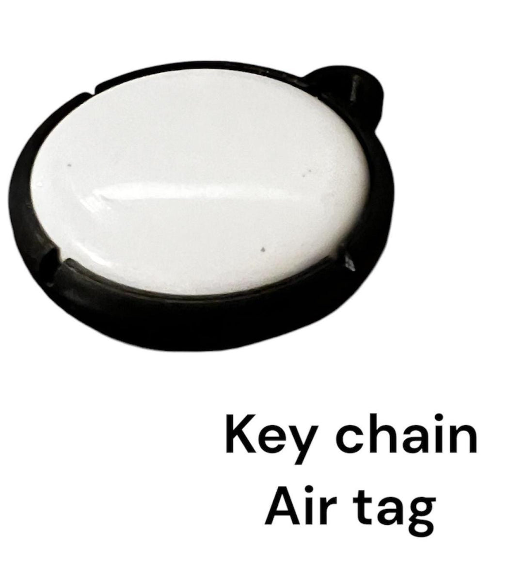 Custom AirTag keychain holder in black and white by Broken Charm – personalized accessory for Apple AirTag