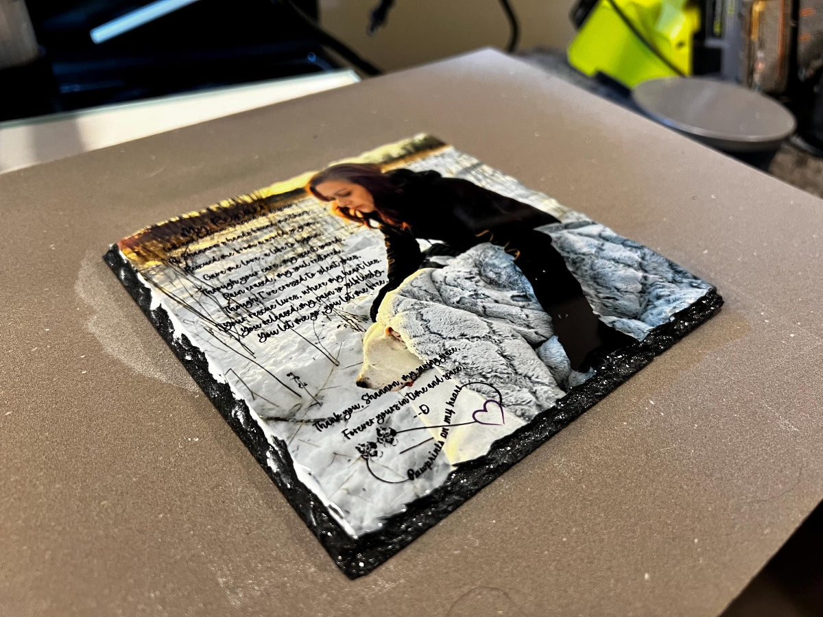 Custom sublimation photo slate with memorial poem and pet picture personalized keepsake gift