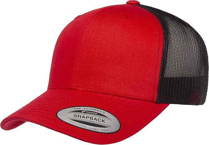red and black hat